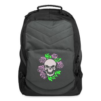 skull and roses vector - Computer Backpack - charcoal - Front