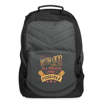 With God All Things Are Possible Religious - Computer Backpack - charcoal - Front