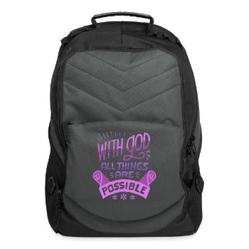 With God All Things Are Possible Religious - Computer Backpack - charcoal - Front
