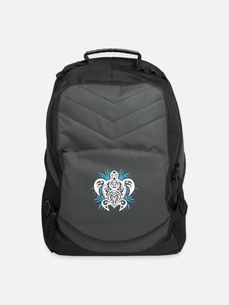 Ocean Blue Tribal Hawaiian Sea Turtle Design for C - Computer Backpack - charcoal