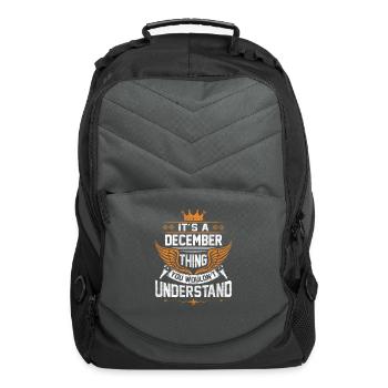 December Name T Shirt - December Things Name Gift - Computer Backpack - charcoal - Front