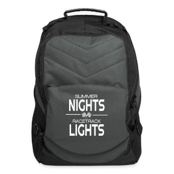 Dirt Track Racing Checkered Flag Summer Night Raci - Computer Backpack - charcoal - Front