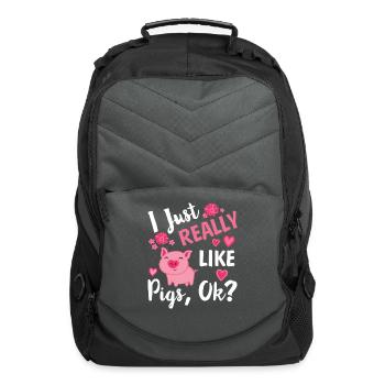 Pig Piglet Hog Humor Farm Animal Fun Piggy Lovers - Computer Backpack - charcoal - Front