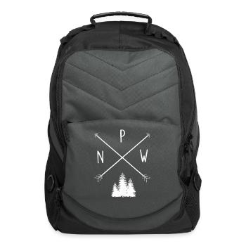 Pine Trees Pacific Northwest PNW with Arrows - Computer Backpack - charcoal - Front