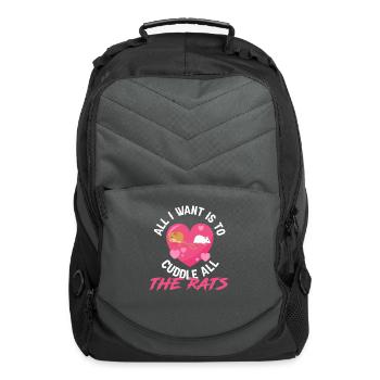 Rat Cuddling Rodent Cuddle Rat Lovers - Computer Backpack - charcoal - Front