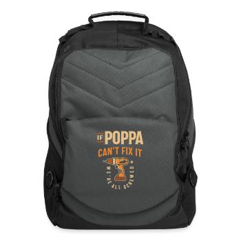 If Poppa Cant Fix It Funny Handyman Grandpa - Computer Backpack - charcoal - Front