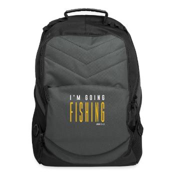 I'm Going Fishing - John 21:3 Christian Quote - Computer Backpack - charcoal - Front