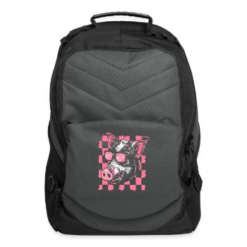 4544 cool checker racing flag pig - Computer Backpack - charcoal - Front