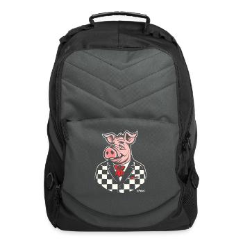 Checker is a Chubby Pig: 50s Rock - Computer Backpack - charcoal - Front