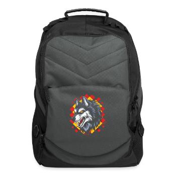The Big Bad Checkered Pattern Wolf - Computer Backpack - charcoal - Front