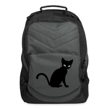 Cute Black Cat Silhouette - Computer Backpack - charcoal - Front