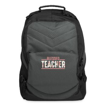 Blessed Teacher Flower Religious Teaching Educator - Computer Backpack - charcoal - Front