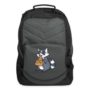 Racoorn Eating Pizza - Computer Backpack - charcoal - Front
