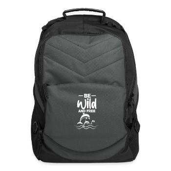 Be Wild And Free Dolphin Ocean Lover - Computer Backpack - charcoal - Front