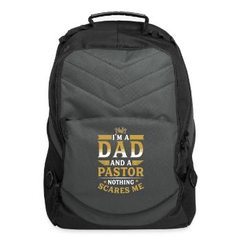 Pastor Dad Funny Religious Father - Computer Backpack - charcoal - Front