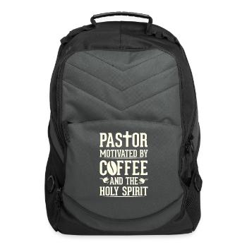 Pastor Coffee Lover Funny Religious Christian - Computer Backpack - charcoal - Front