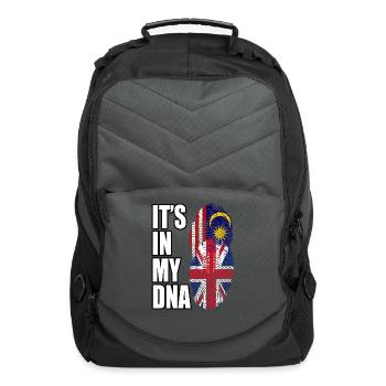 Malaysian And British Mix Heritage DNA Flag - Computer Backpack - charcoal - Front