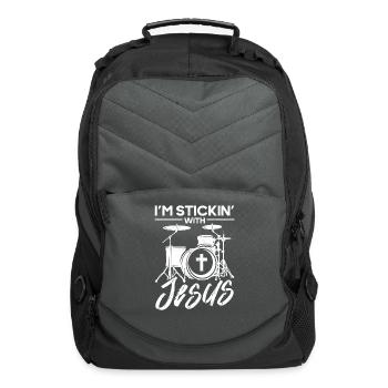 Religious Drummer Christian Music Lover - Computer Backpack - charcoal - Front
