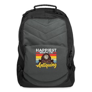 Happiest When I'm Antiquing Antiques - Computer Backpack - charcoal - Front