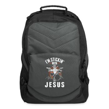 Drummer Religious Musician Drum Christian - Computer Backpack - charcoal - Front