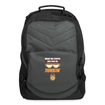 Make Me Coffee and Take Me Junkin Antiquing - Computer Backpack - charcoal - Front