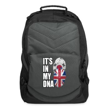 South Korean And British Mix Heritage DNA Flag - Computer Backpack - charcoal - Front