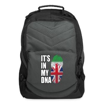 Iranian And British Mix Heritage DNA Flag - Computer Backpack - charcoal - Front