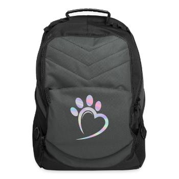 Cute Pastel Paw Heart Cat - Computer Backpack - charcoal - Front