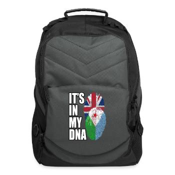 Djiboutian And British Mix Heritage DNA Flag - Computer Backpack - charcoal - Front
