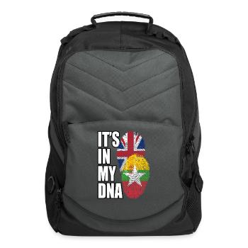 Burmese And British Mix Heritage DNA Flag - Computer Backpack - charcoal - Front
