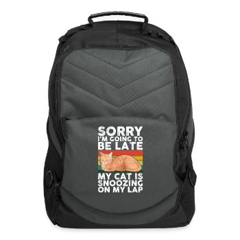 Sorry I'm going to be late my cat is snoozing - Computer Backpack - charcoal - Front