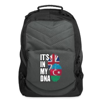 Azerbaijani And British Mix Heritage DNA Flag - Computer Backpack - charcoal - Front