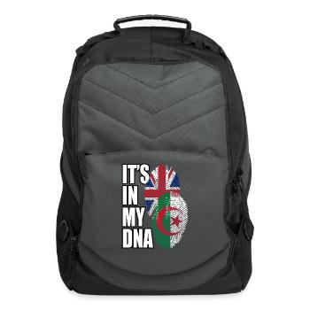 Algerian And British Mix Heritage DNA Flag - Computer Backpack - charcoal - Front