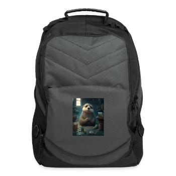 Self Conscious Worried Otter Funny Sea Otter Puns - Computer Backpack - charcoal - Front