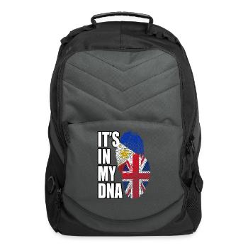 Filipino And British Mix Heritage DNA Flag - Computer Backpack - charcoal - Front