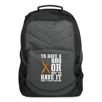 Funny BBQ Lover Saying Smoking Meat Grill Set - Computer Backpack - charcoal - Front