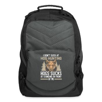 I Don't Suck At Hog Hunting Hogs Sucks Boar Hunter - Computer Backpack - charcoal - Front