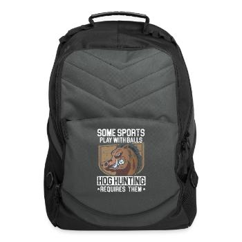Some Sports Play With Balls Hog Hunting Requires T - Computer Backpack - charcoal - Front