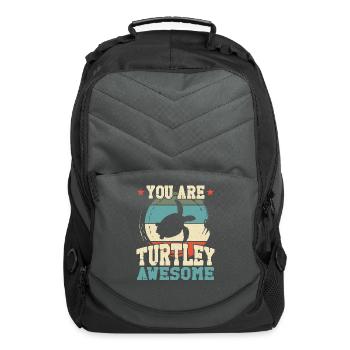 Sea Turtle Tortoise Pun Retro - Computer Backpack - charcoal - Front