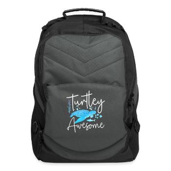 Sea Turtle Tortoise Pun Turtley - Computer Backpack - charcoal - Front