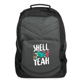 Sea Turtle Tortoise Pun Shell Yeah - Computer Backpack - charcoal - Front