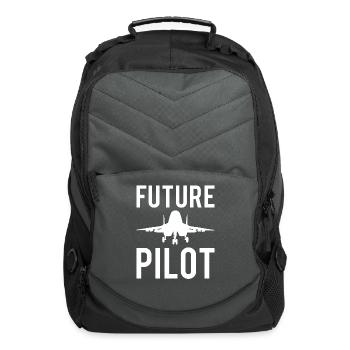 Awesome Future Pilot Shirt - Computer Backpack - charcoal - Front