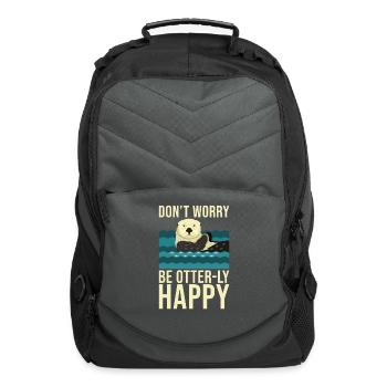 Sea Otter Lover Pun Funny - Computer Backpack - charcoal - Front