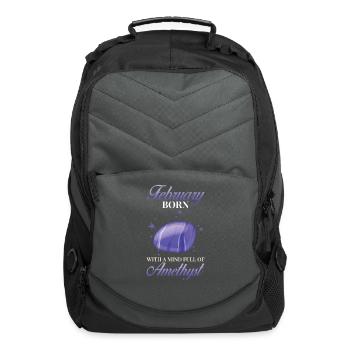 Birthstone February Amethyst - Computer Backpack - charcoal - Front