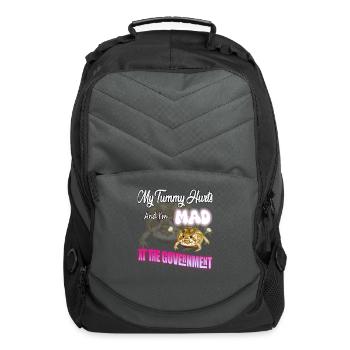 my tummy hurts and i m mad at the government frog - Computer Backpack - charcoal - Front