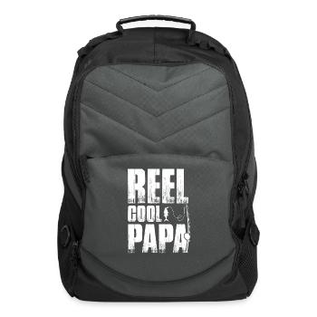 Reel Cool Papa Fishing Papa T-Shirt - Computer Backpack - charcoal - Front