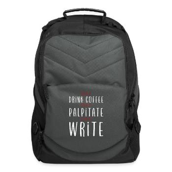 Step 1 Drink Coffee Step 2 Palpitate Step 3 Write2 - Computer Backpack - charcoal - Front