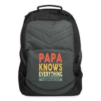 Papa Knows Everything T-Shirt Funny Papa - Computer Backpack - charcoal - Front