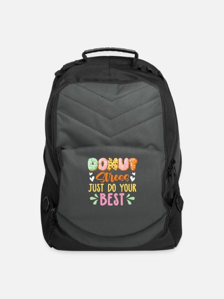 Donut Stress Just Do Your Best Testing Day - Computer Backpack - charcoal