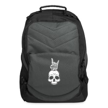 Electric Guitar Horns Skull Guitar Head - Computer Backpack - charcoal - Front